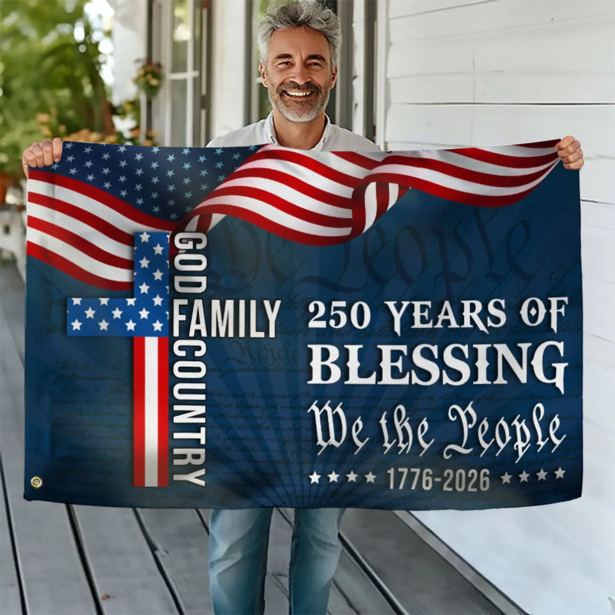 We The People American Flag, 250 Years Blessing 1776 2026 Grommet Flag - Image 2