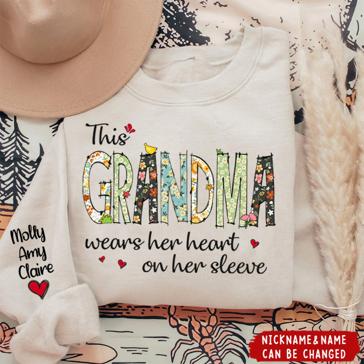 Wears Her Heart On Her Sleeve - Family Personalized Sweatshirt - Image 5