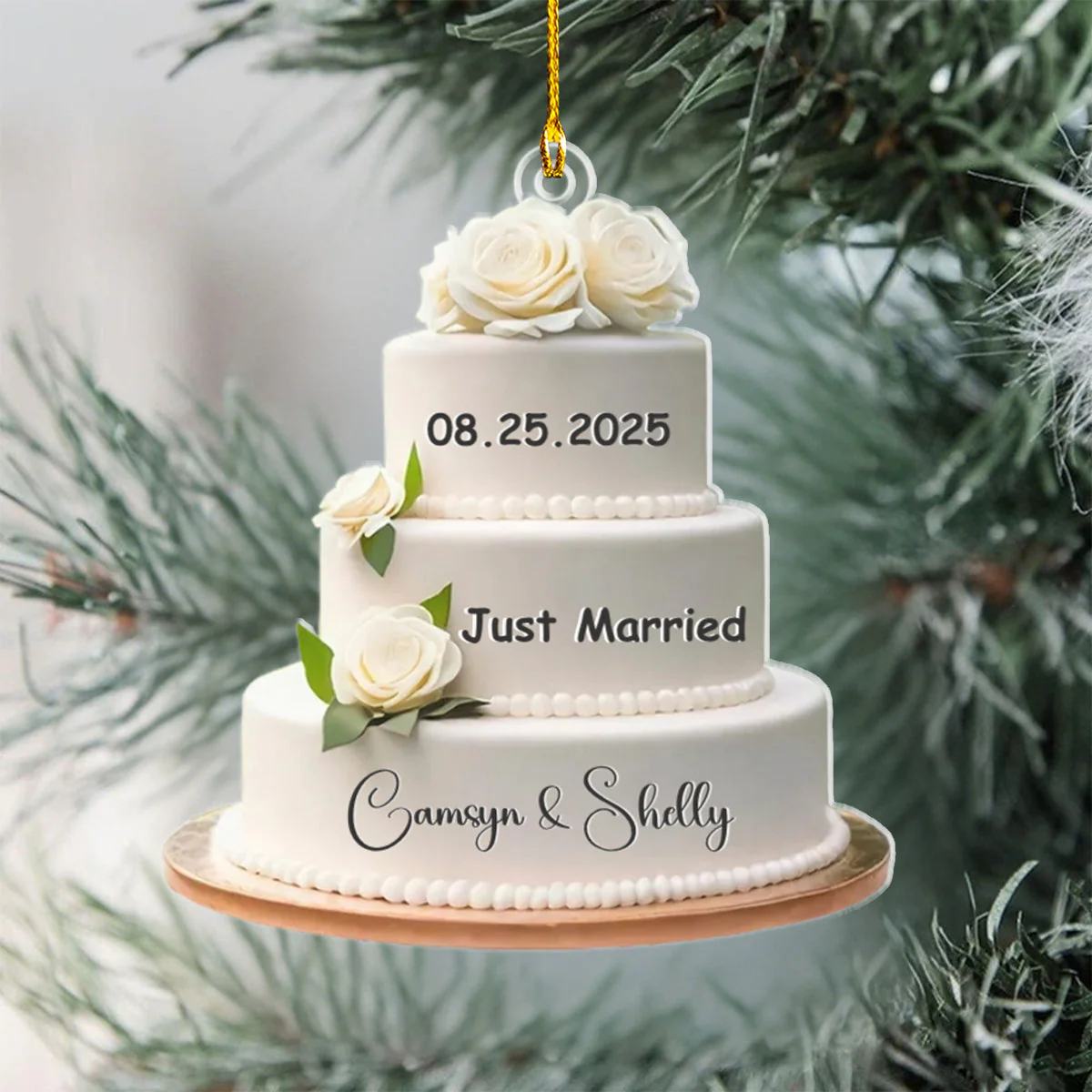 Wedding Cake Personalized Christmas Ornament, Wedding Christmas Ornament - Image 2