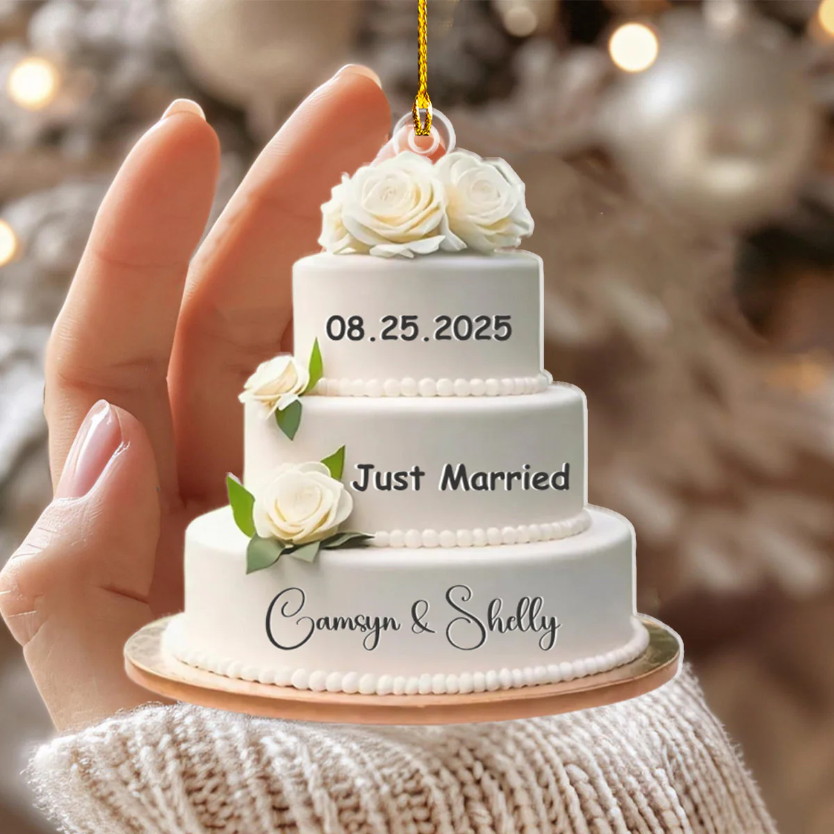 Wedding Cake Personalized Christmas Ornament, Wedding Christmas Ornament - Image 4