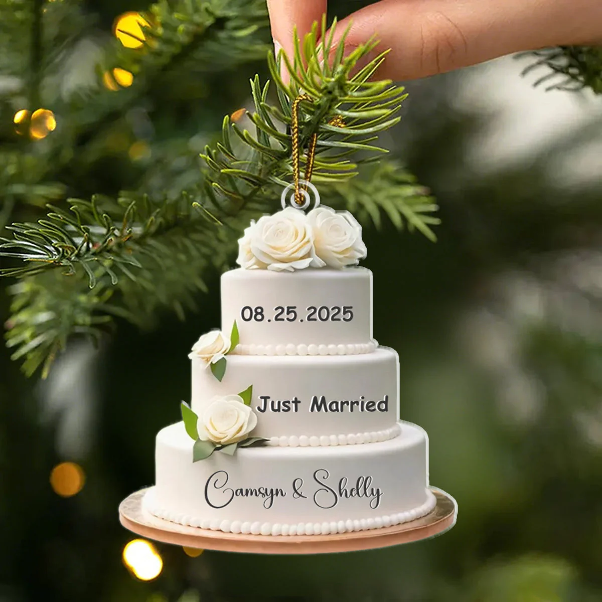 Wedding Cake Personalized Christmas Ornament, Wedding Christmas Ornament - Image 5
