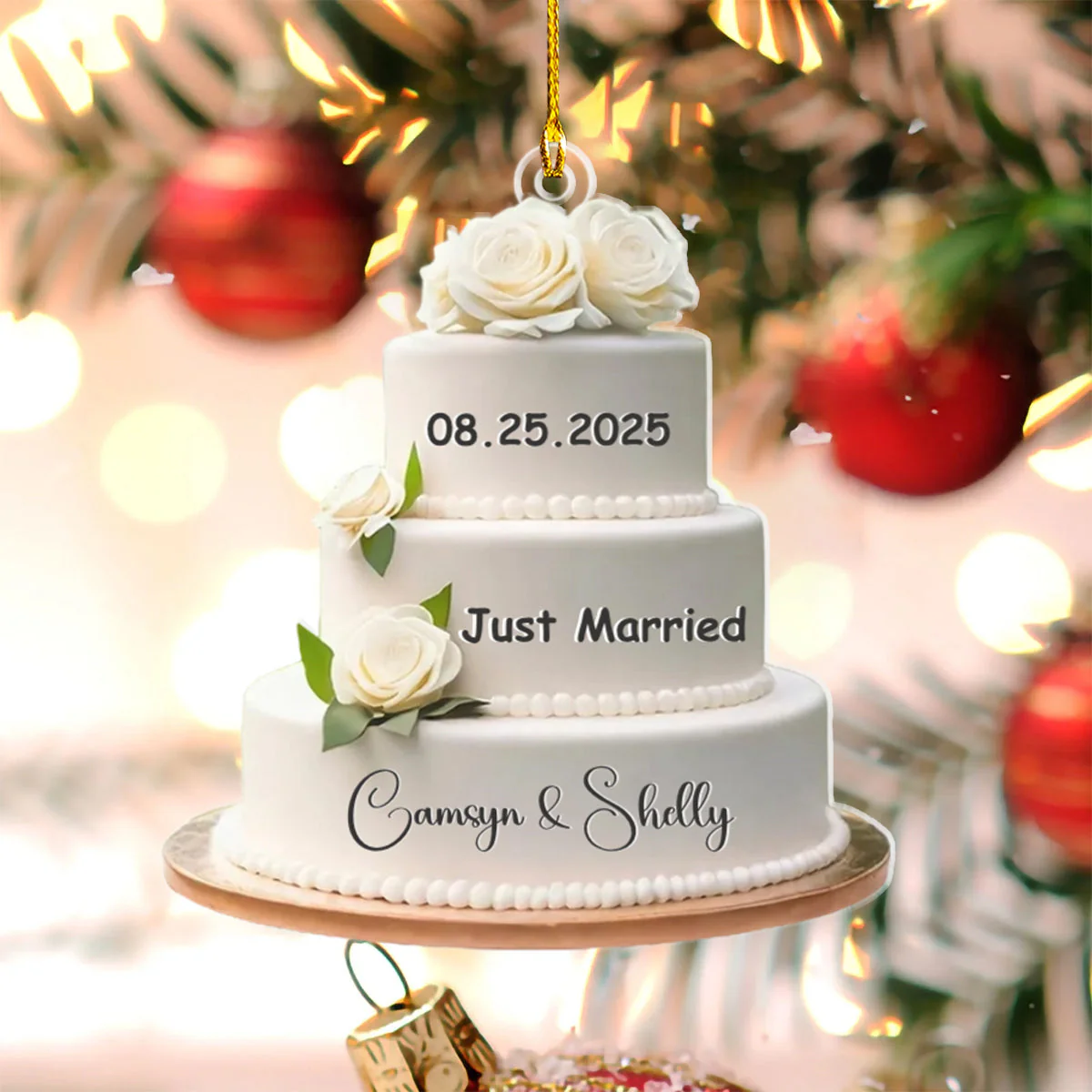 Wedding Cake Personalized Christmas Ornament, Wedding Christmas Ornament - Image 6