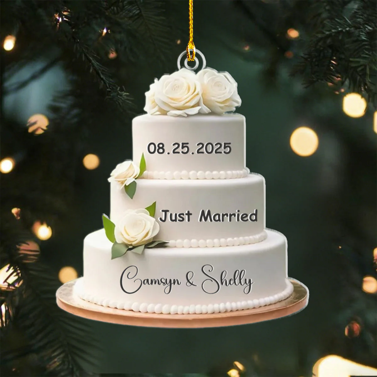 Wedding Cake Personalized Christmas Ornament, Wedding Christmas Ornament - Image 7