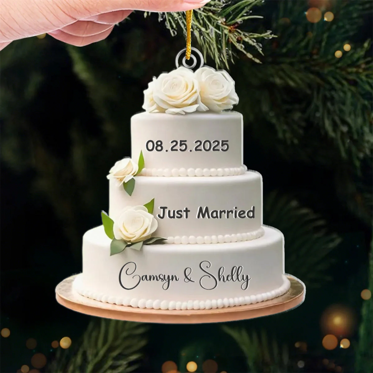 Wedding Cake Personalized Christmas Ornament, Wedding Christmas Ornament - Image 8