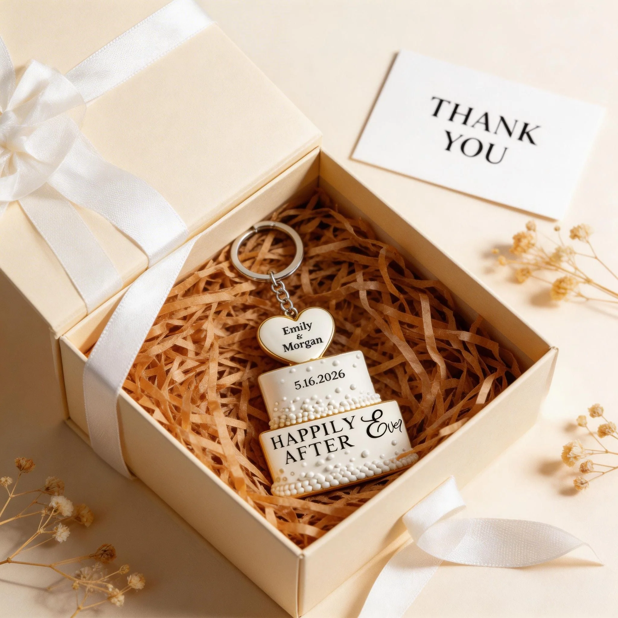 Wedding Cake Personalized Keychain, Newlywed Gifts, Couple Gifts - Image 6