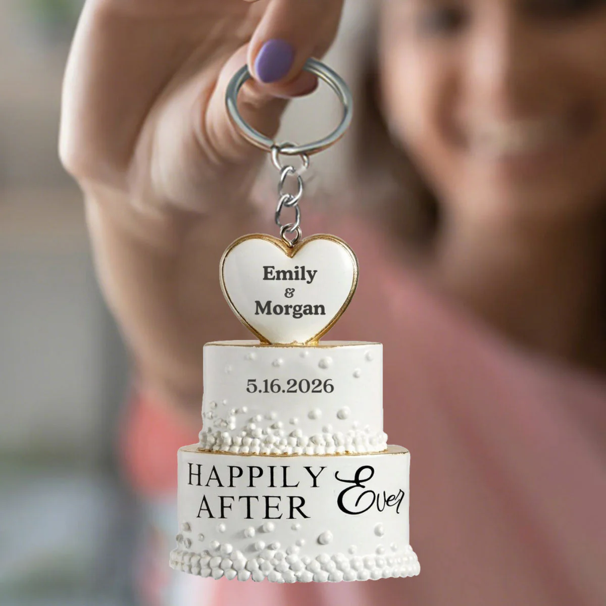 Wedding Cake Personalized Keychain, Newlywed Gifts, Couple Gifts - Image 7