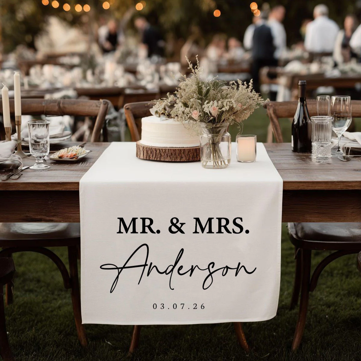 Wedding Table Runner, Personalized Last Name Sign, Custom Wedding Banner, Sweetheart Table Decor, Wedding Reception Gift - Image 2