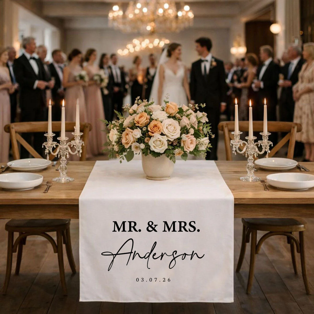 Wedding Table Runner, Personalized Last Name Sign, Custom Wedding Banner, Sweetheart Table Decor, Wedding Reception Gift - Image 3