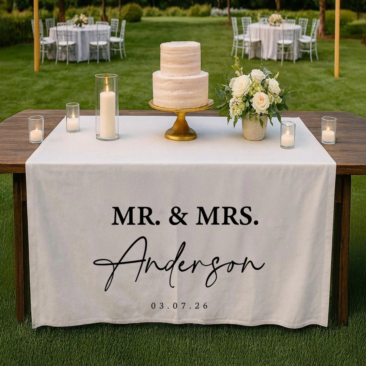 Wedding Table Runner, Personalized Last Name Sign, Custom Wedding Banner, Sweetheart Table Decor, Wedding Reception Gift - Image 5