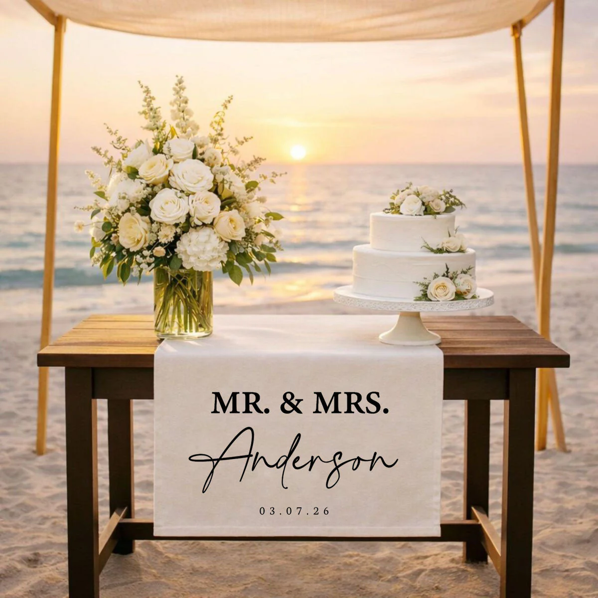 Wedding Table Runner, Personalized Last Name Sign, Custom Wedding Banner, Sweetheart Table Decor, Wedding Reception Gift - Image 7
