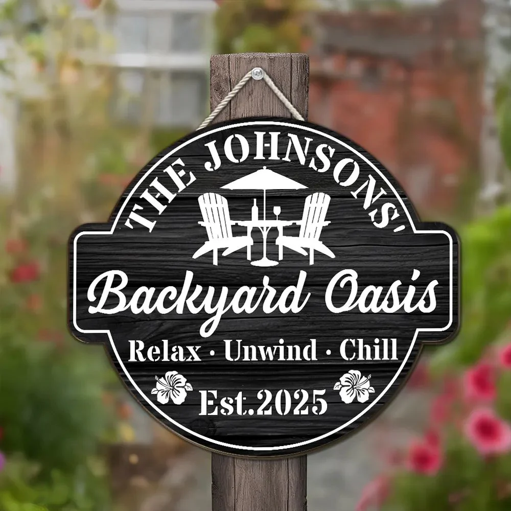 Welcome To Our Backyard Oasis - Personalized Custom Wood Sign - Image 4