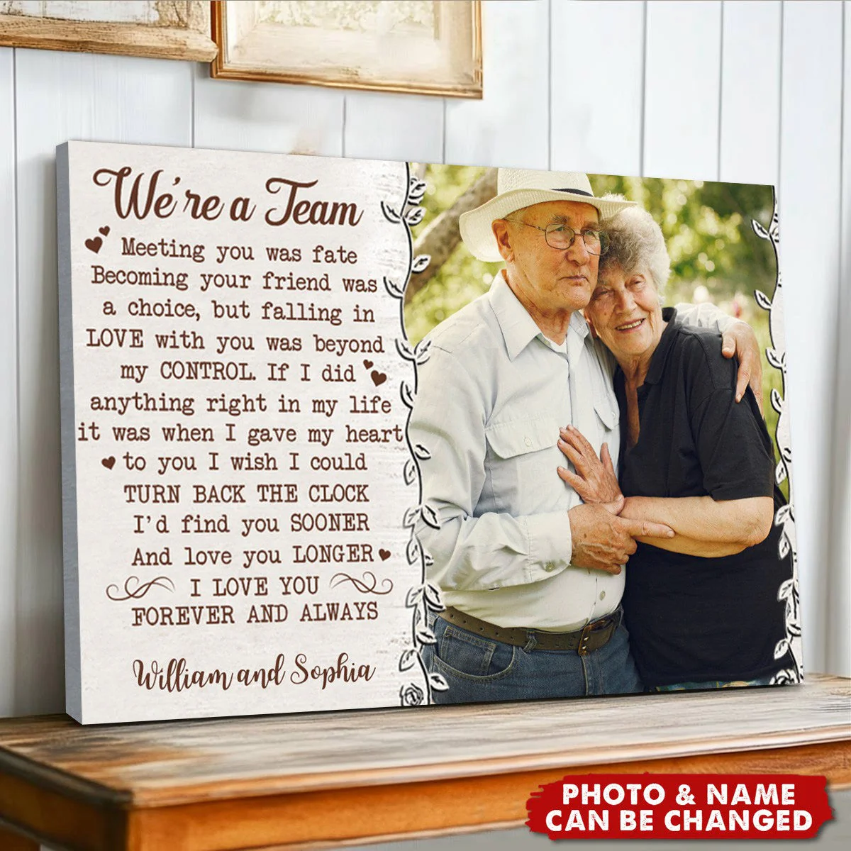 We're a Team Personalized Custom Photo Couple Canvas/Poster - Image 2