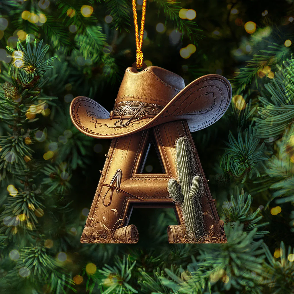Western Cowboy Personalized Letters Ornament - Image 3