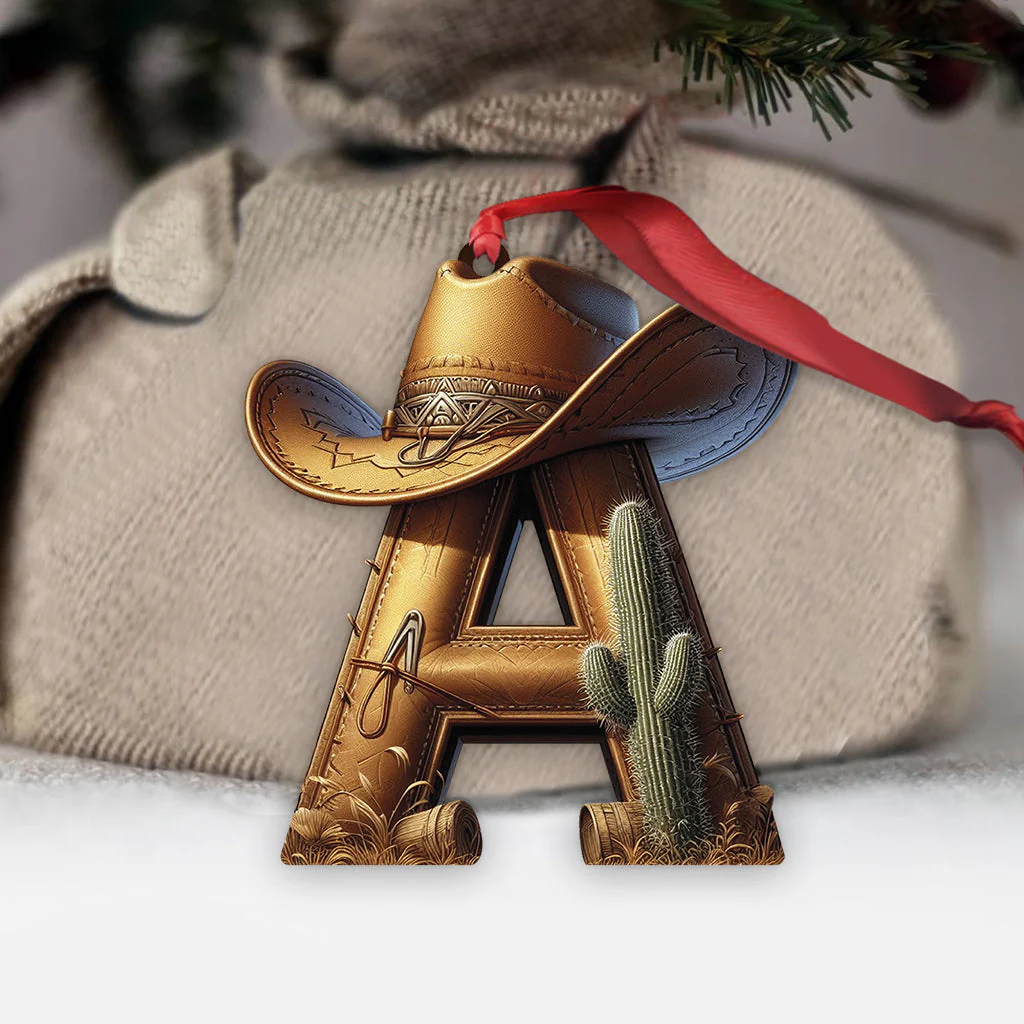 Western Cowboy Personalized Letters Ornament - Image 4