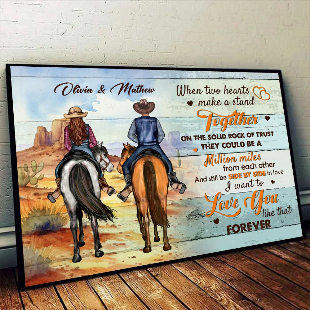 When Two Hearts Make A Stand Together Personalized Cowboy Horse Couple Canvas/Poster - Image 5