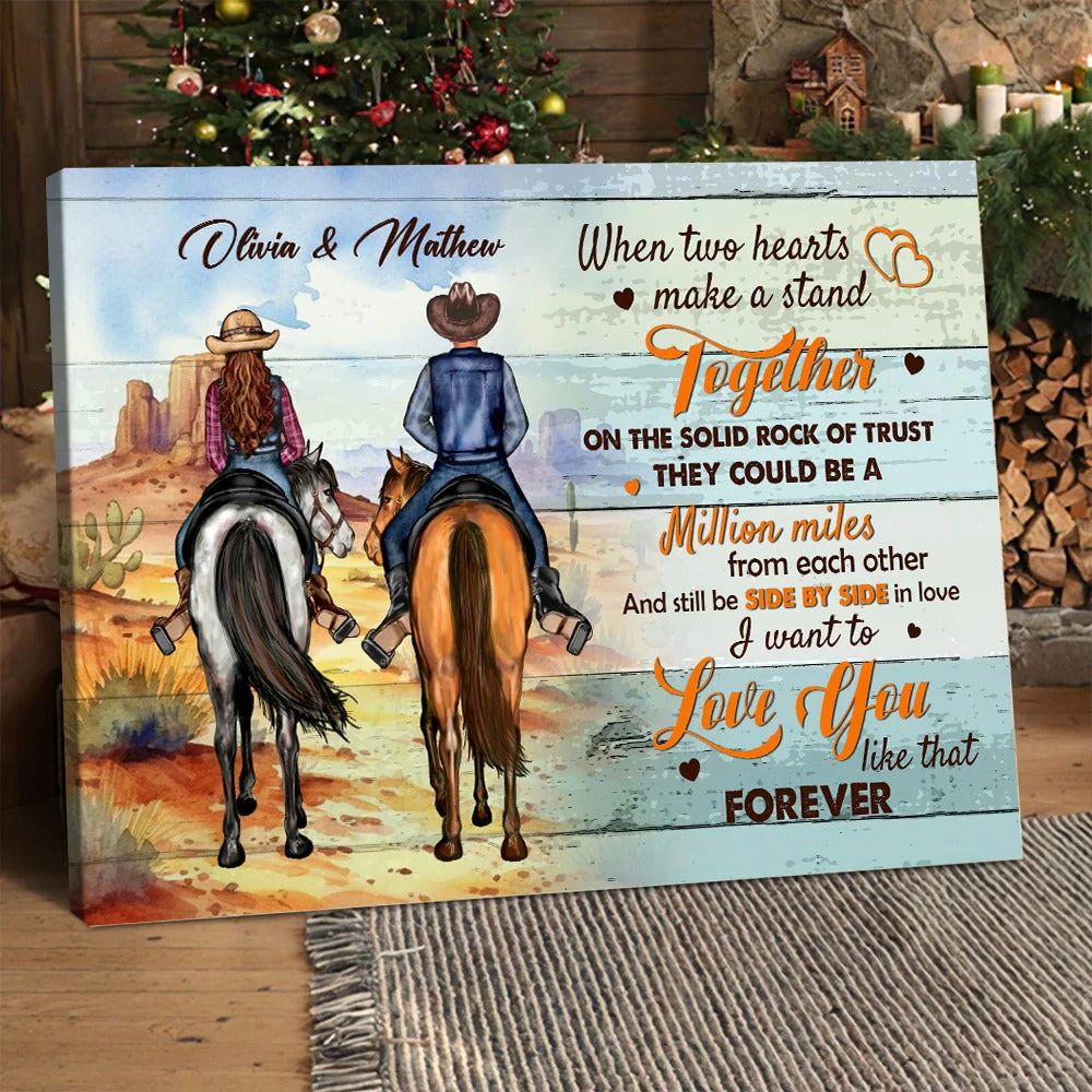 When Two Hearts Make A Stand Together Personalized Cowboy Horse Couple Canvas/Poster - Image 7