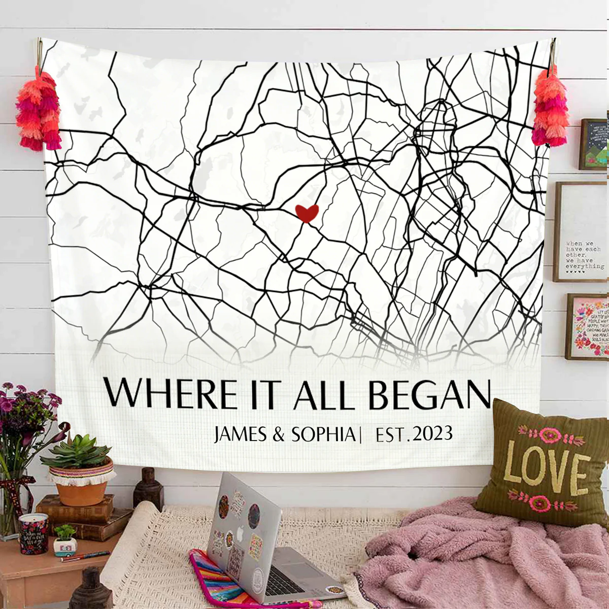 Where It All Began - Couple Personalized Custom Horizontal Blanket - Gift For Husband Wife, Anniversary - Image 2