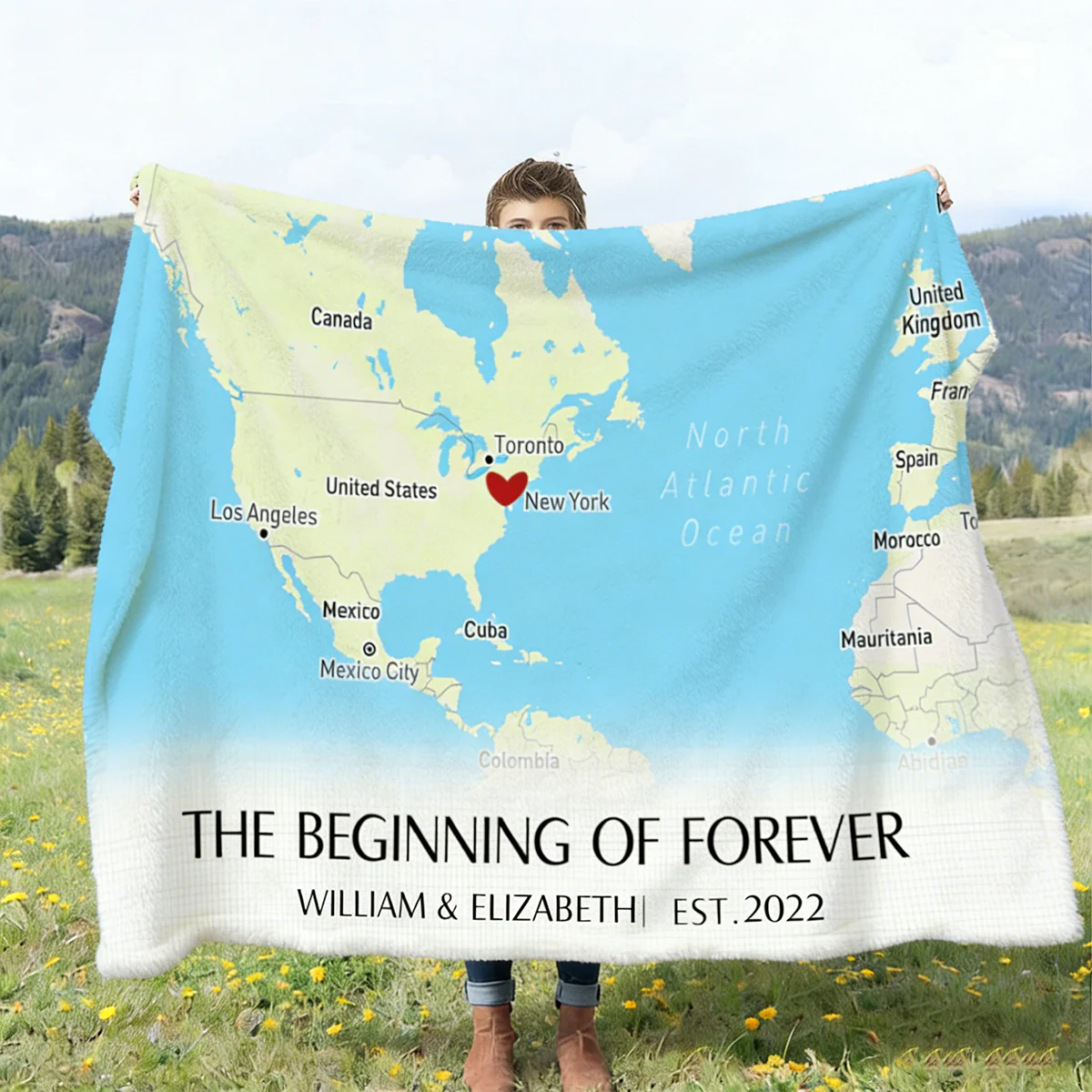 Where It All Began - Couple Personalized Custom Horizontal Blanket - Gift For Husband Wife, Anniversary - Image 3