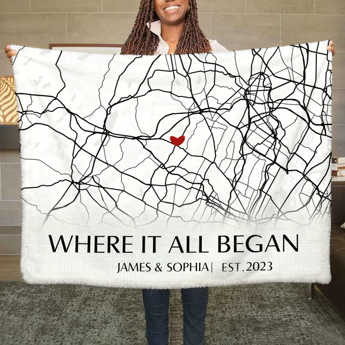 Where It All Began - Couple Personalized Custom Horizontal Blanket - Gift For Husband Wife, Anniversary - Image 6