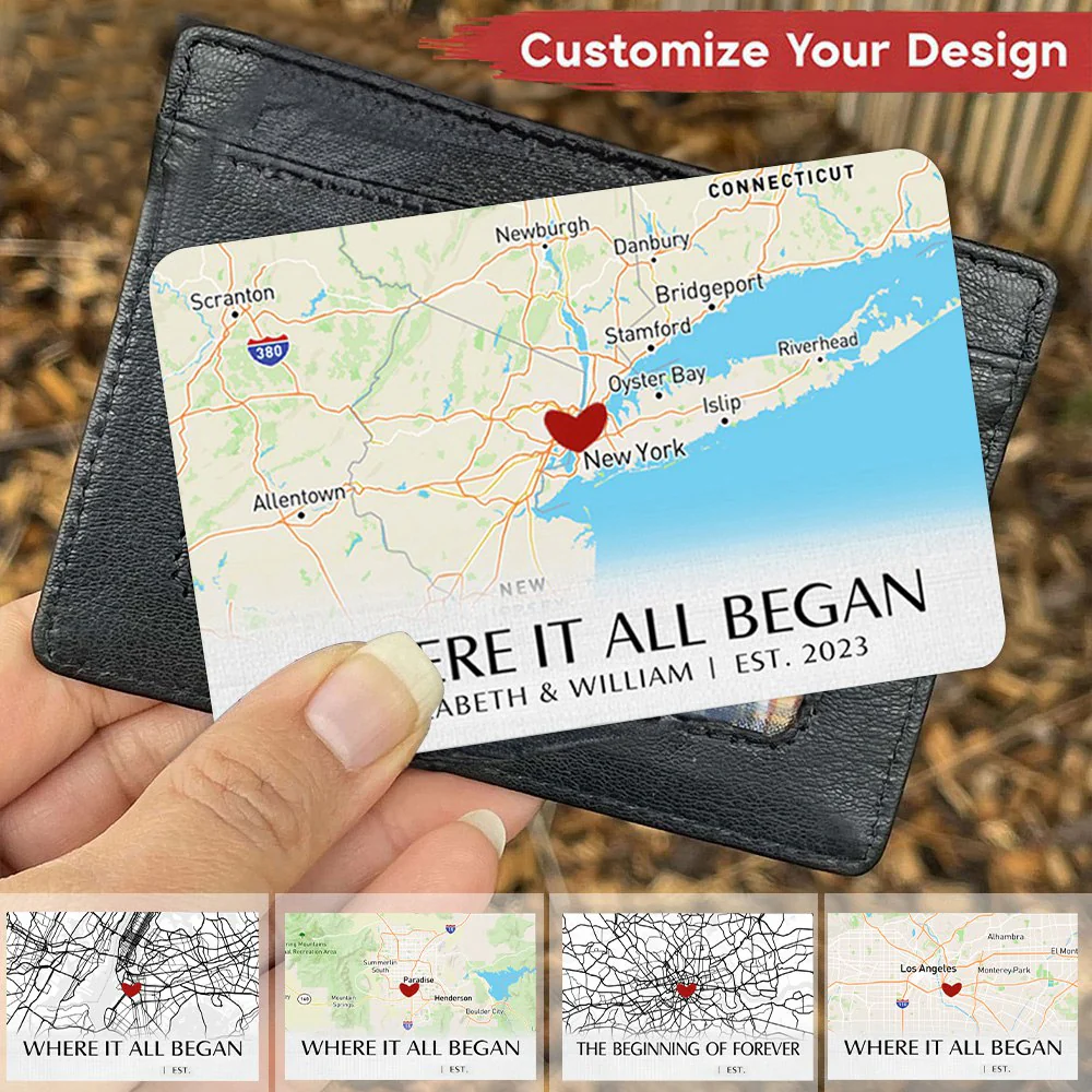 Where It All Began - Couple Personalized Wallet Card - Gift For Husband Wife - Image 3