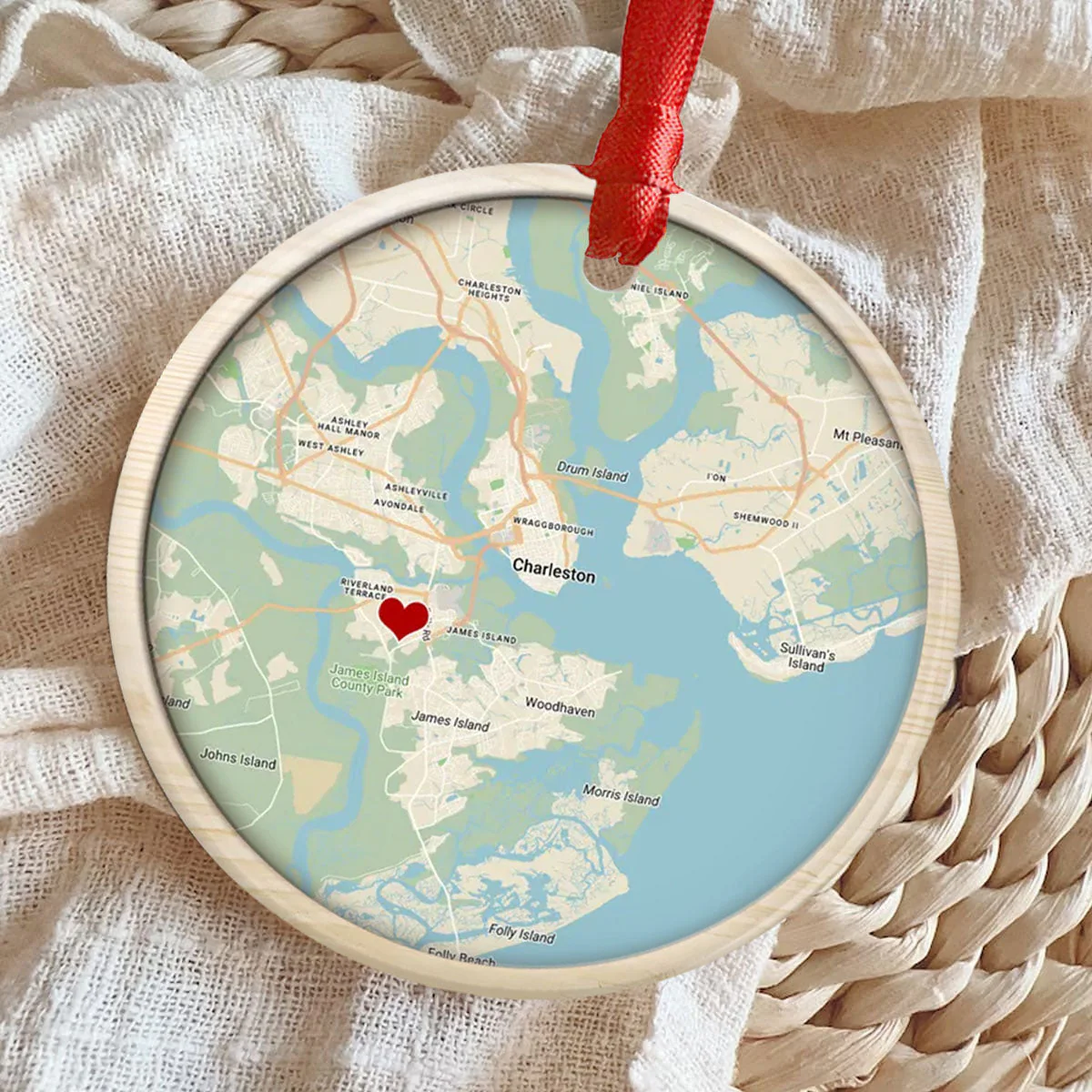 Where it all began - Personalized Location Map Ceramic Ornament Engaged Couple Gift - Image 6
