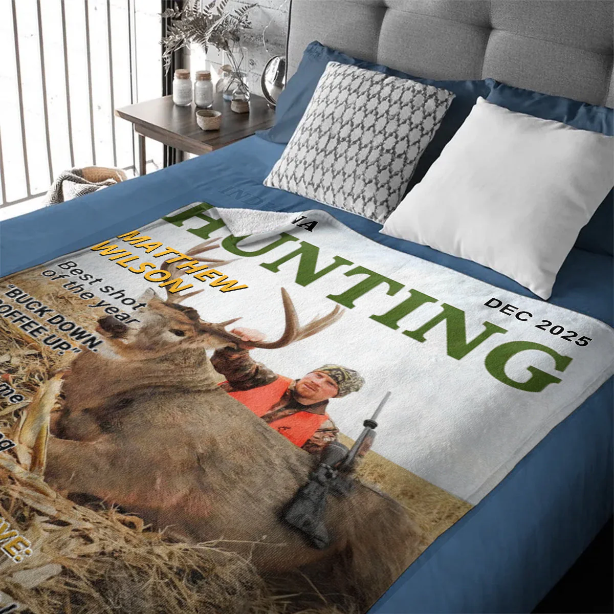 Wild At Heart Custom Photo Hunting Magazine Cover Blanket, Personalized Hunting Blanket Gifts for Men, Hunting Dad Gift - Image 3