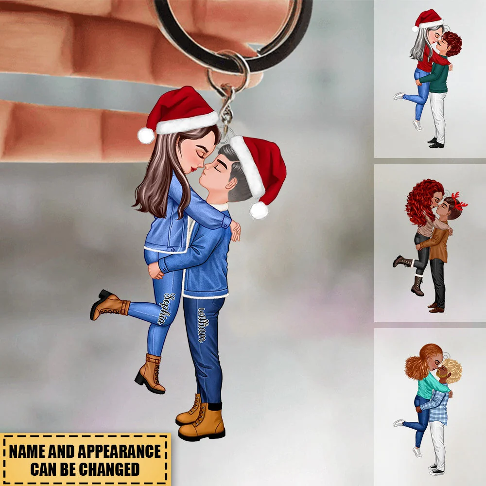 Winter Christmas Couple Personalized Acrylic Keychain - Image 4