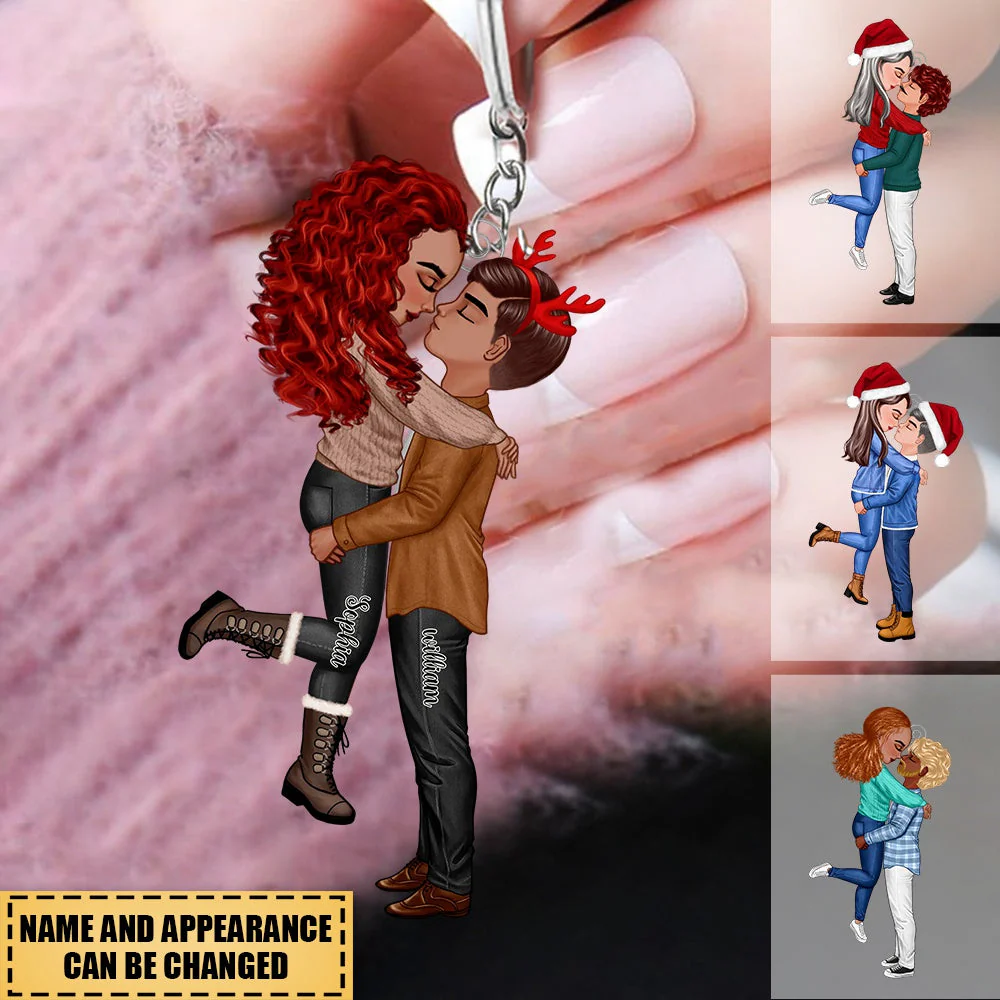 Winter Christmas Couple Personalized Acrylic Keychain - Image 5