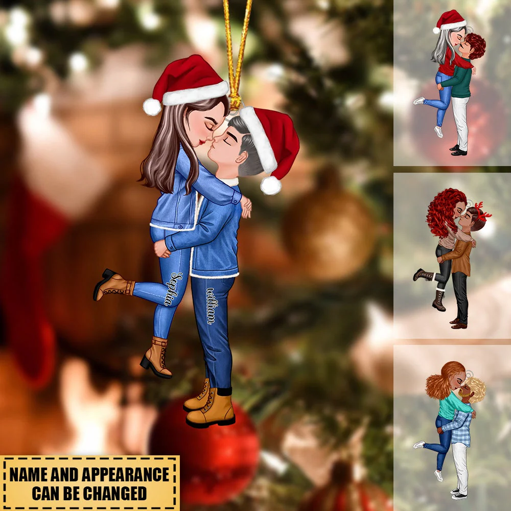 Winter Christmas Couple Personalized Acrylic Ornament - Image 2