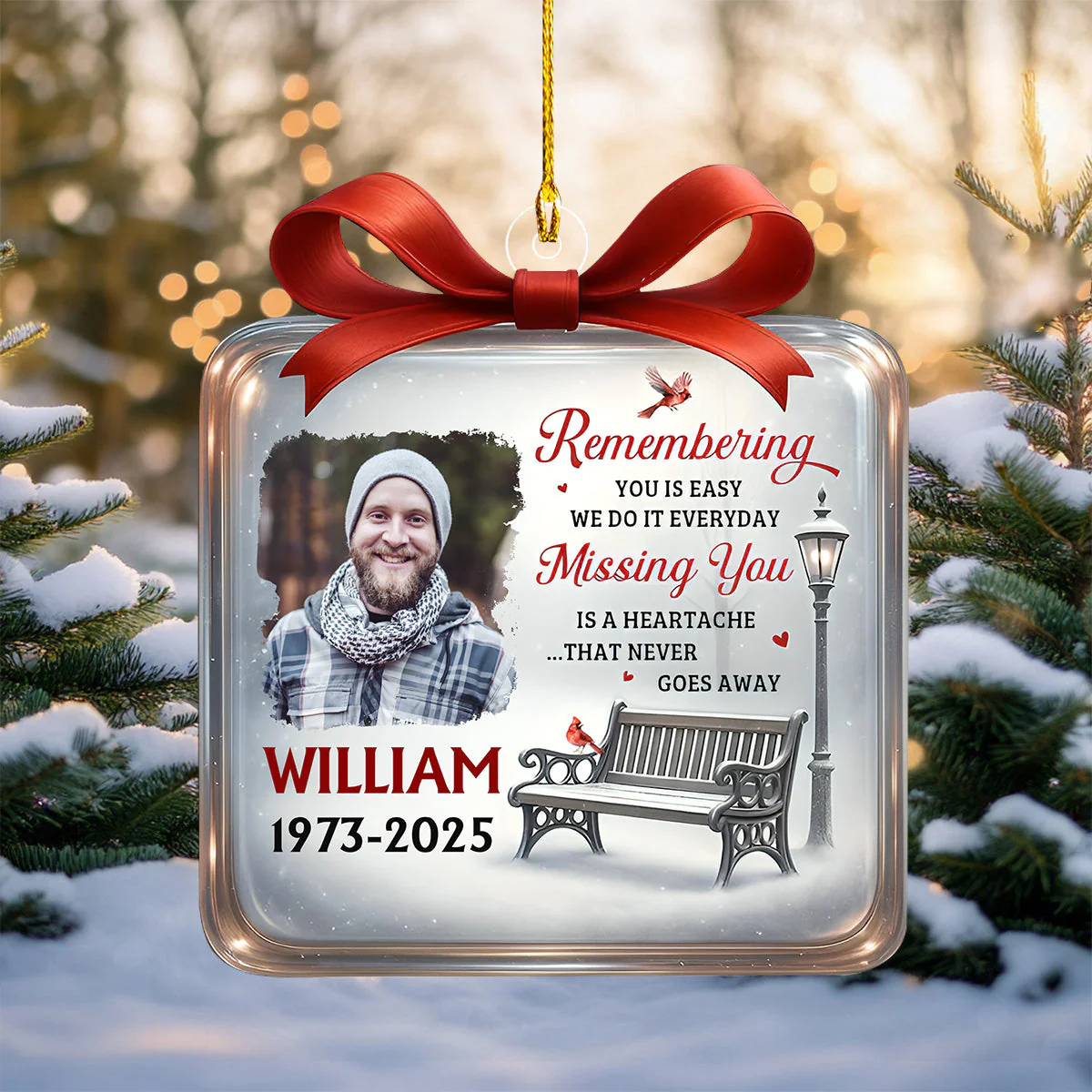 Winter Memorial - Personalized Custom Acrylic Ornament - Image 2