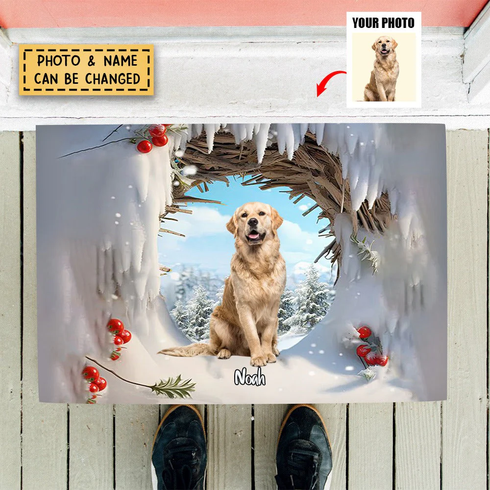 Winter Snowy Christmas Personalized Doormat Gift For Pet Lover - Image 2