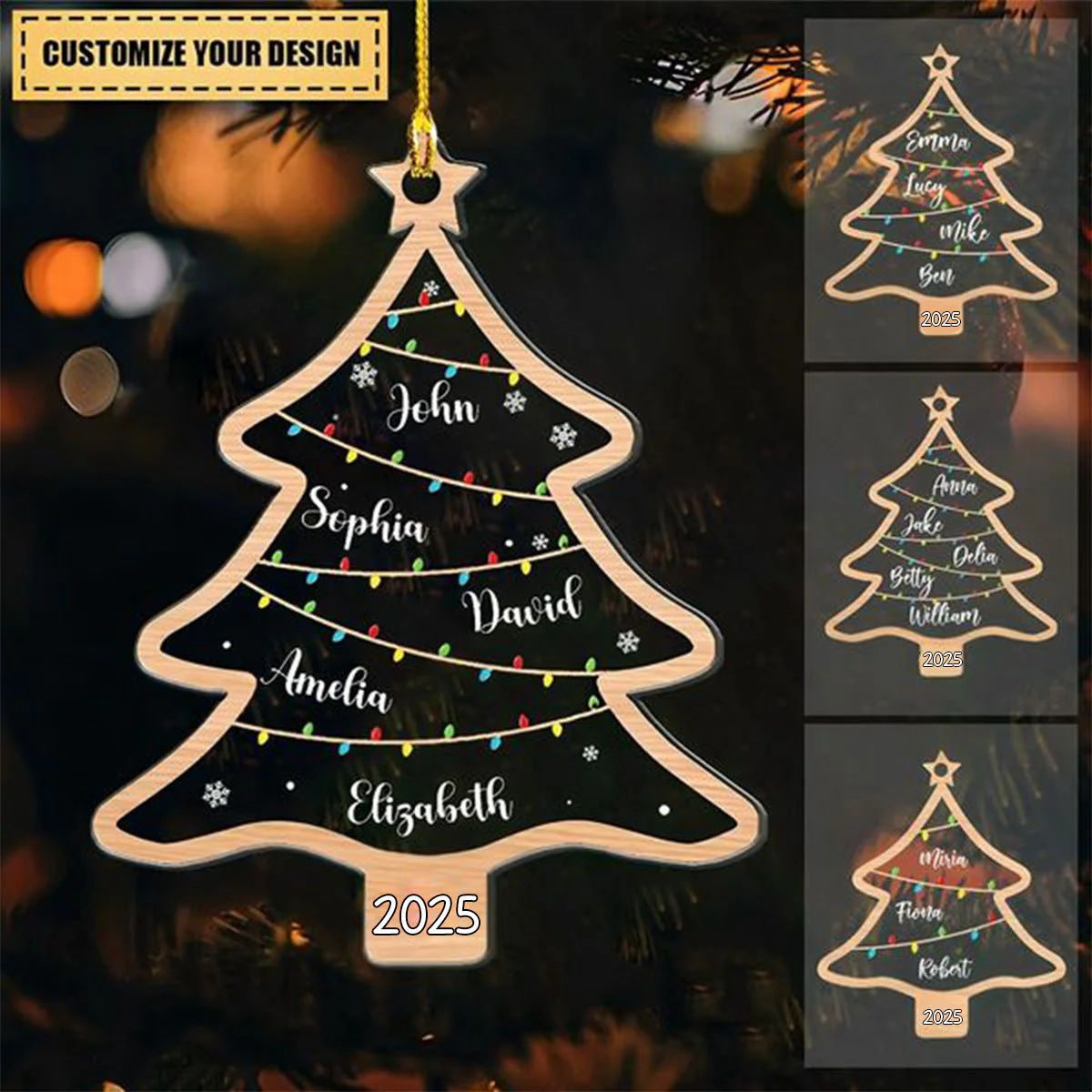 Wish You A Wonderful Christmas - Family Personalized Christmas Tree Ornament - Image 2