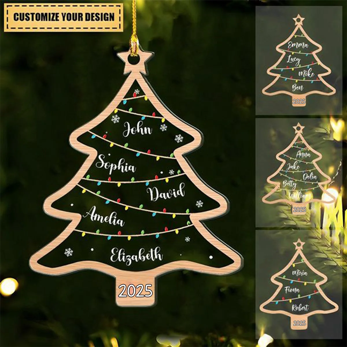 Wish You A Wonderful Christmas - Family Personalized Christmas Tree Ornament - Image 4
