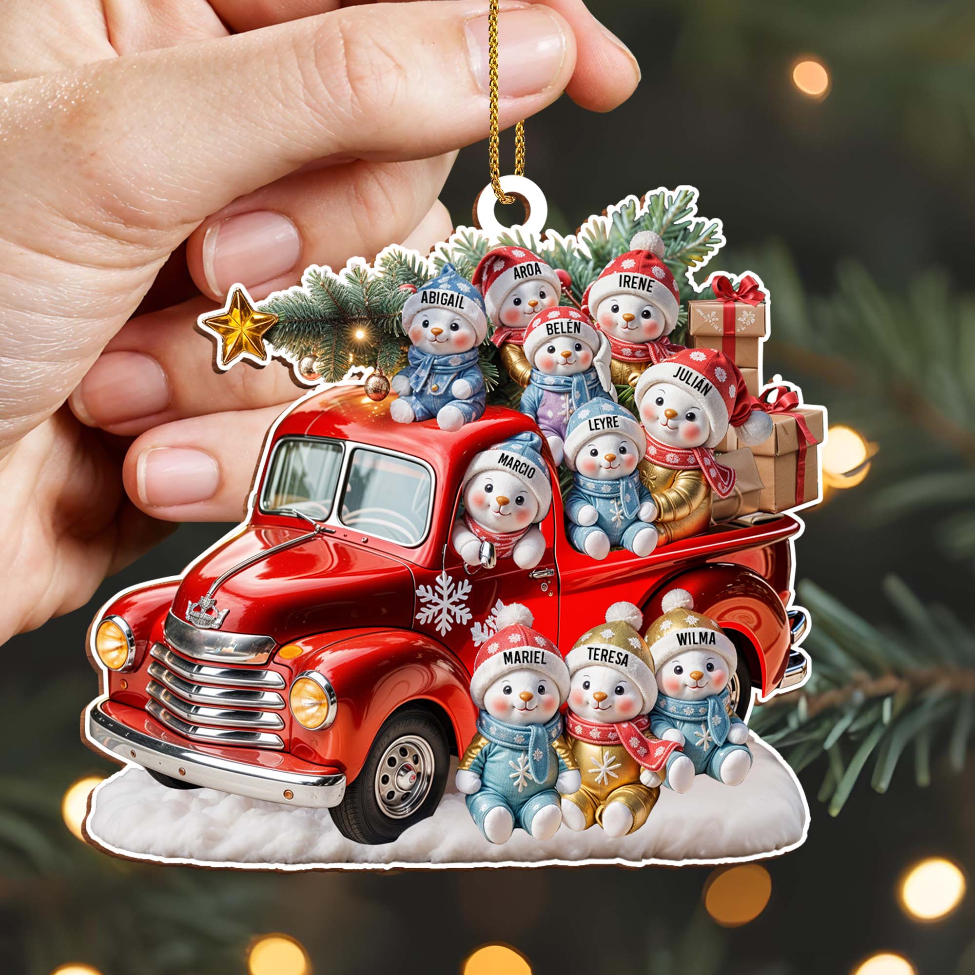 Wishing You A Merry Christmas - Family Personalized Custom Wood Ornament - Image 5