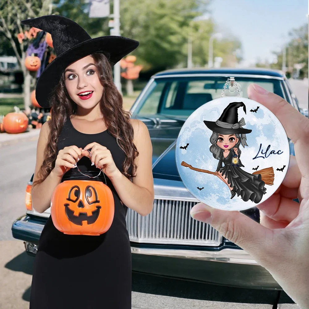 Witch Hat Cartoon Moon Character - Personalized Acrylic Ornament Gift for Women - Image 8