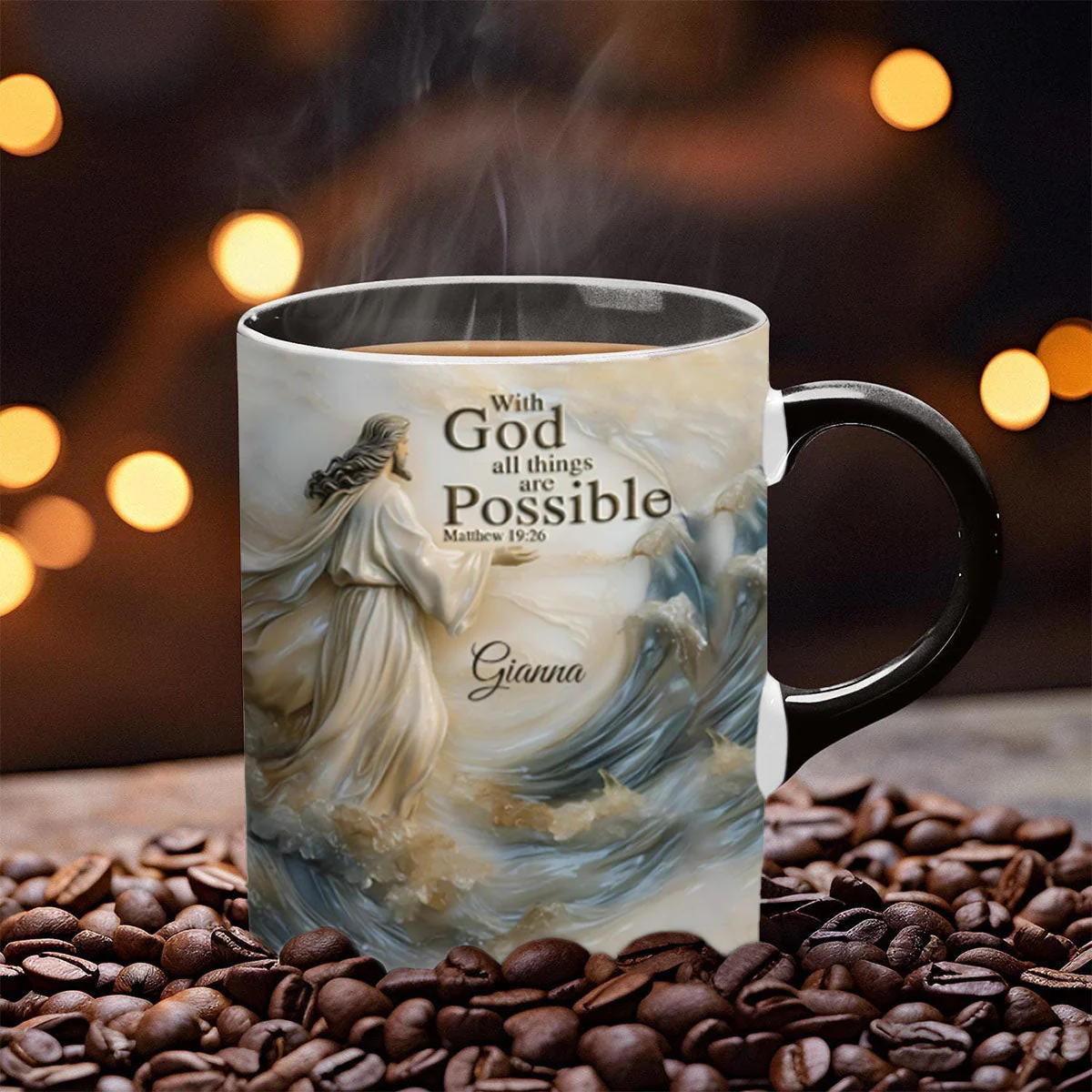With God All Things Is Posible - Personalized Christian Accent Mug - Image 2