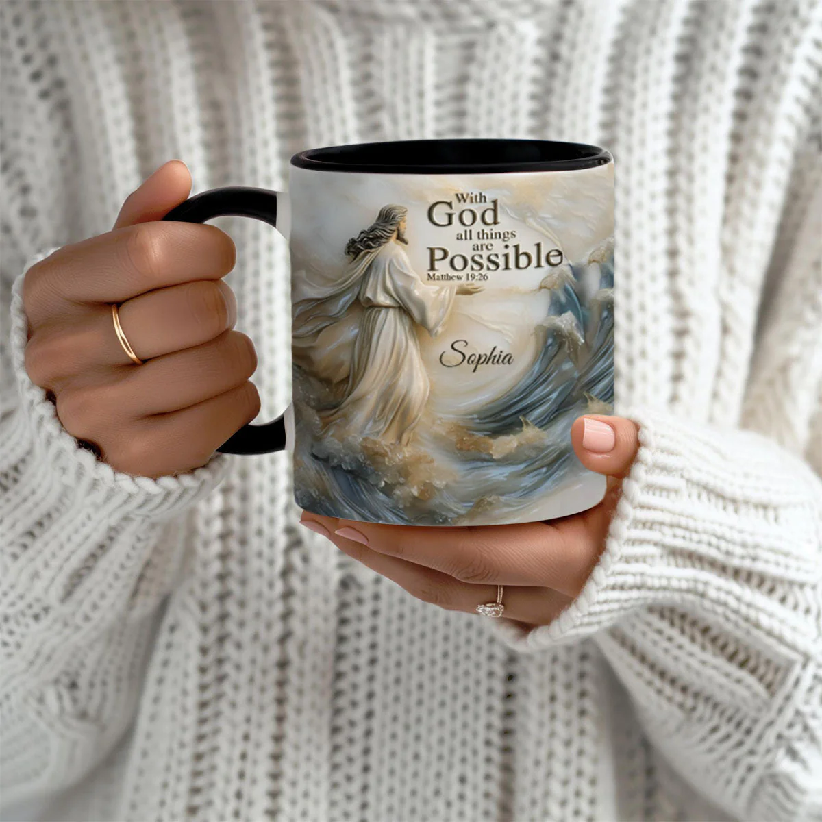 With God All Things Is Posible - Personalized Christian Accent Mug - Image 3