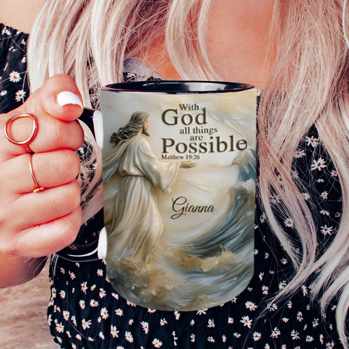 With God All Things Is Posible - Personalized Christian Accent Mug - Image 4