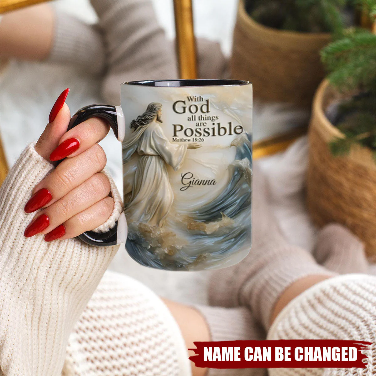 With God All Things Is Posible - Personalized Christian Accent Mug - Image 5