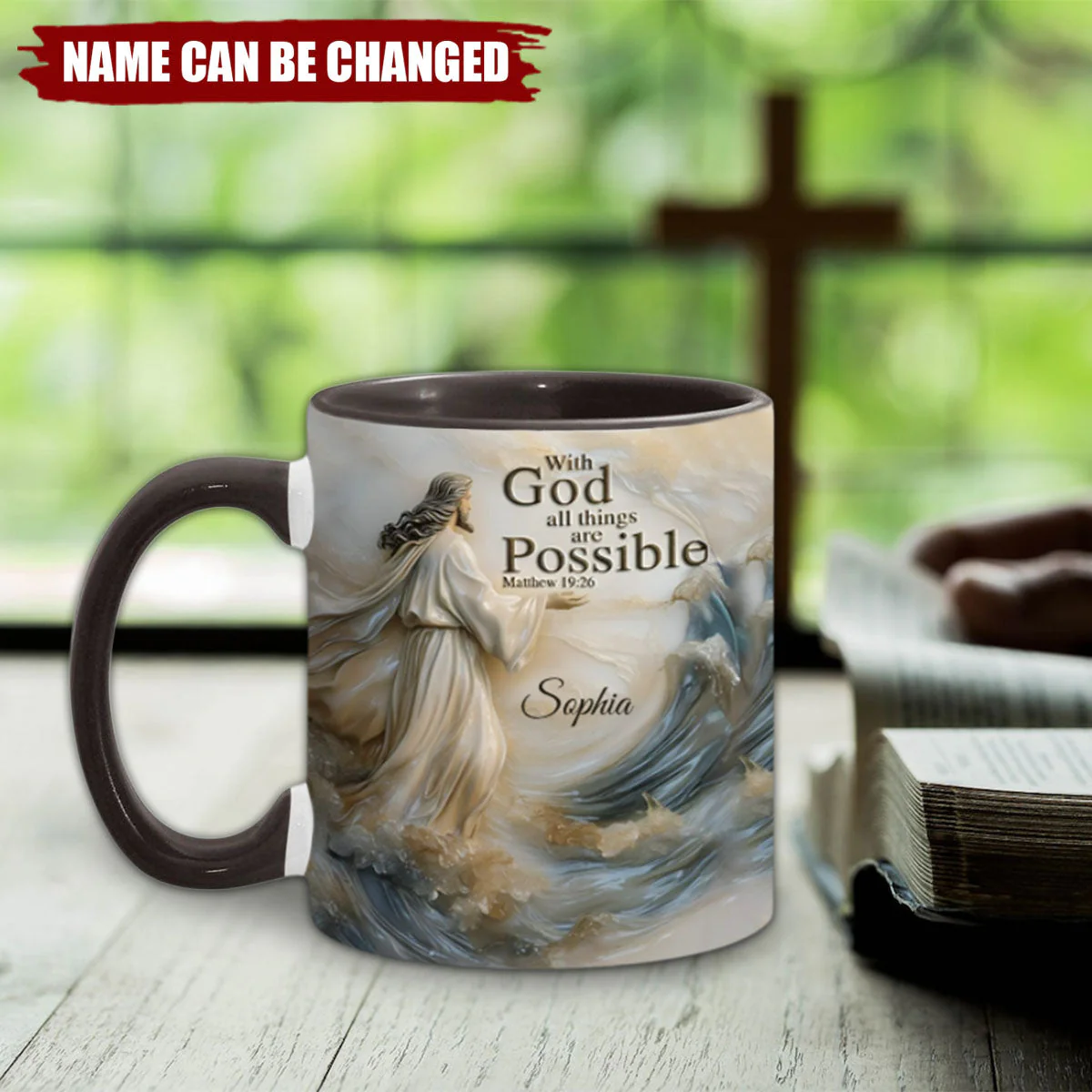 With God All Things Is Posible - Personalized Christian Accent Mug - Image 6