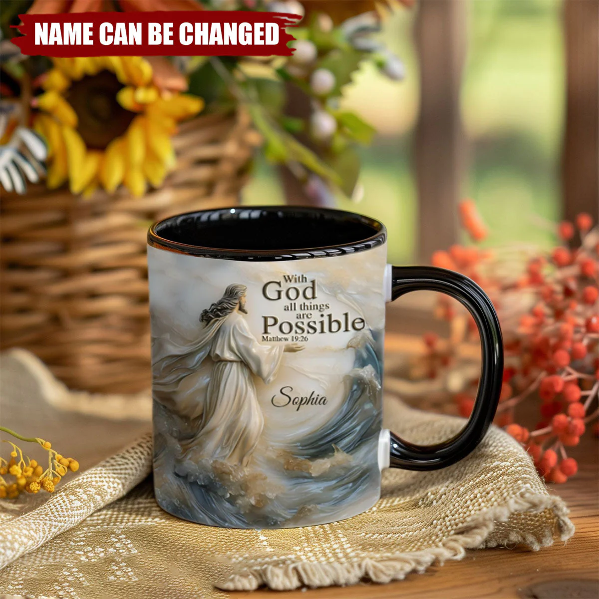 With God All Things Is Posible - Personalized Christian Accent Mug - Image 7