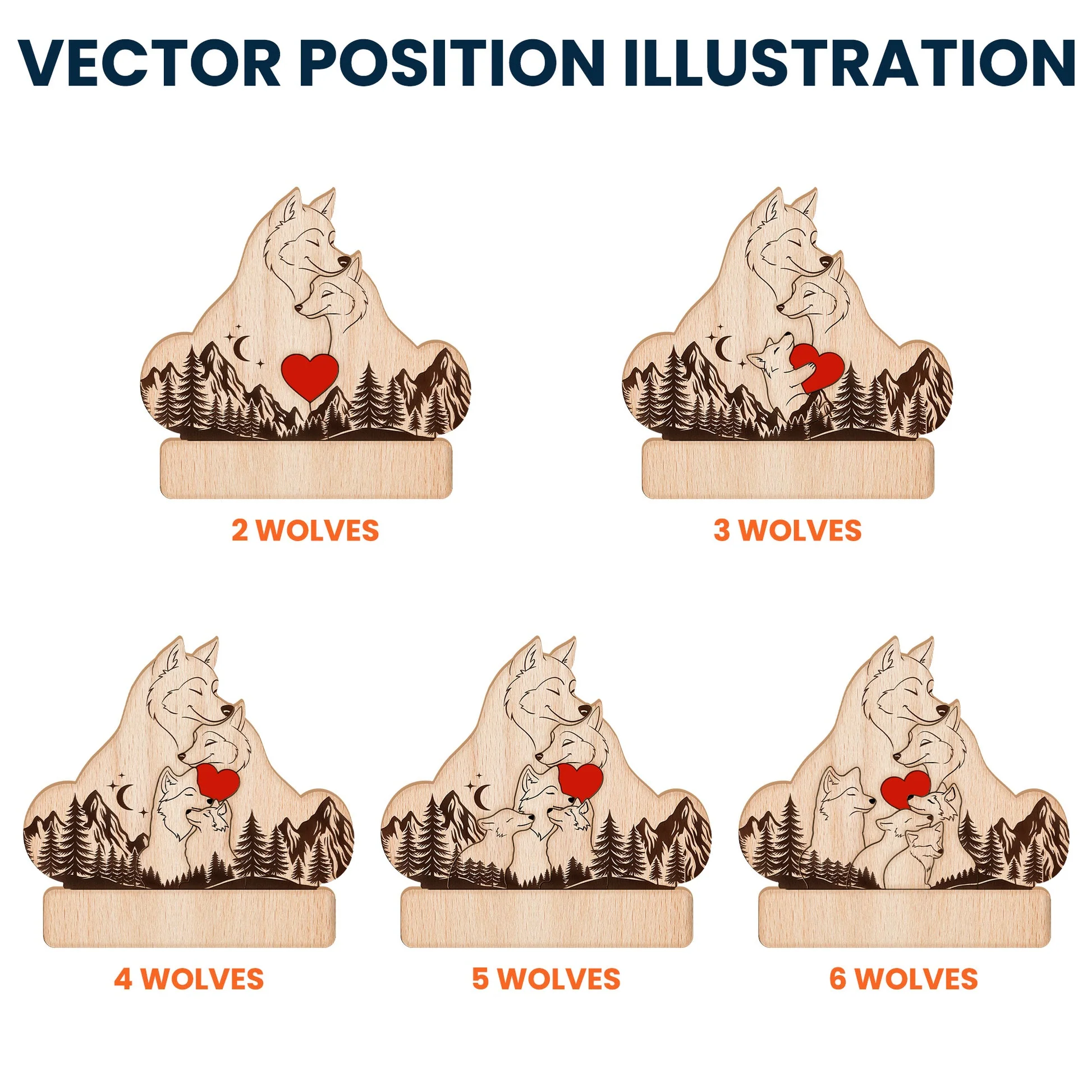 Wooden Wolf Family With Names - Personalized Wooden Puzzle Gift For Family Members - Image 4
