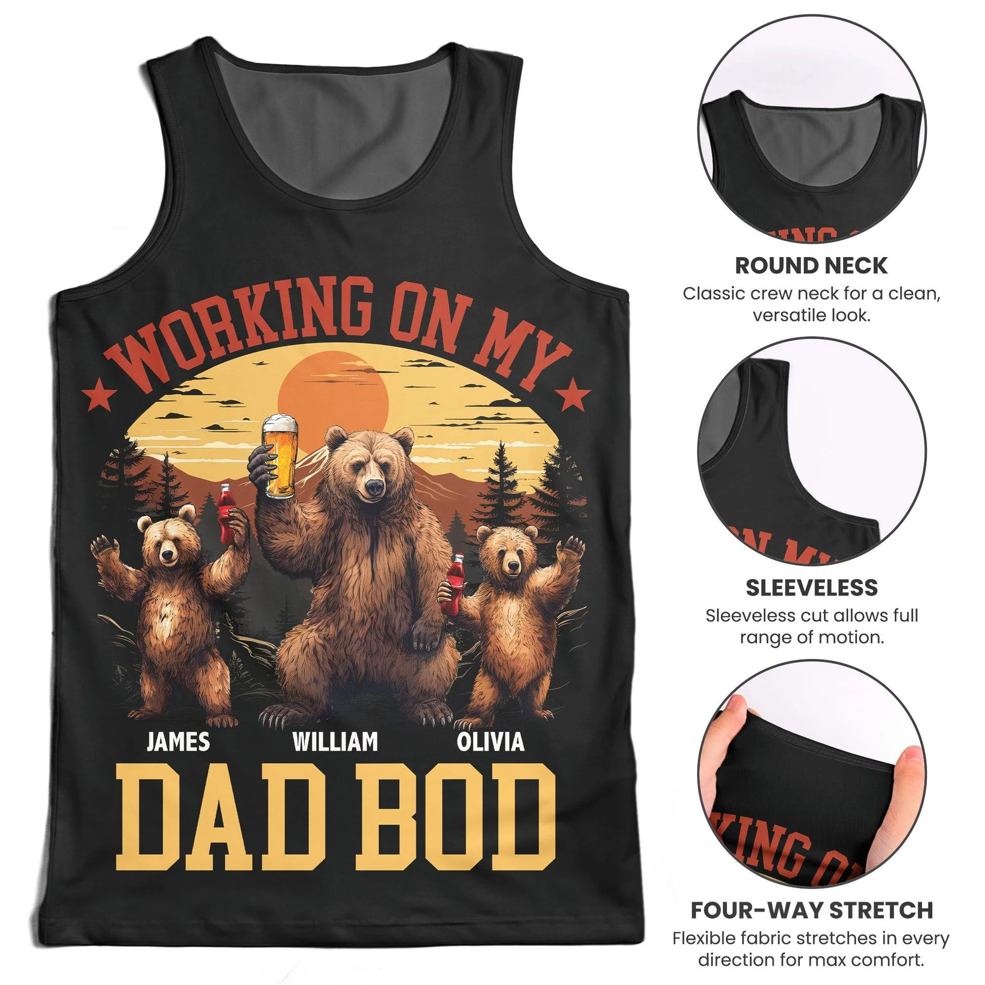 Working On My Dad Bod - Personalized Bear Tank Top For Men - Image 5