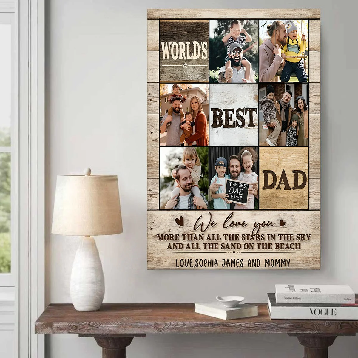 World’s Best Dad Custom Photo Canvas Poster,Personalized Personalized Fathers Day Picture Gift - Image 2