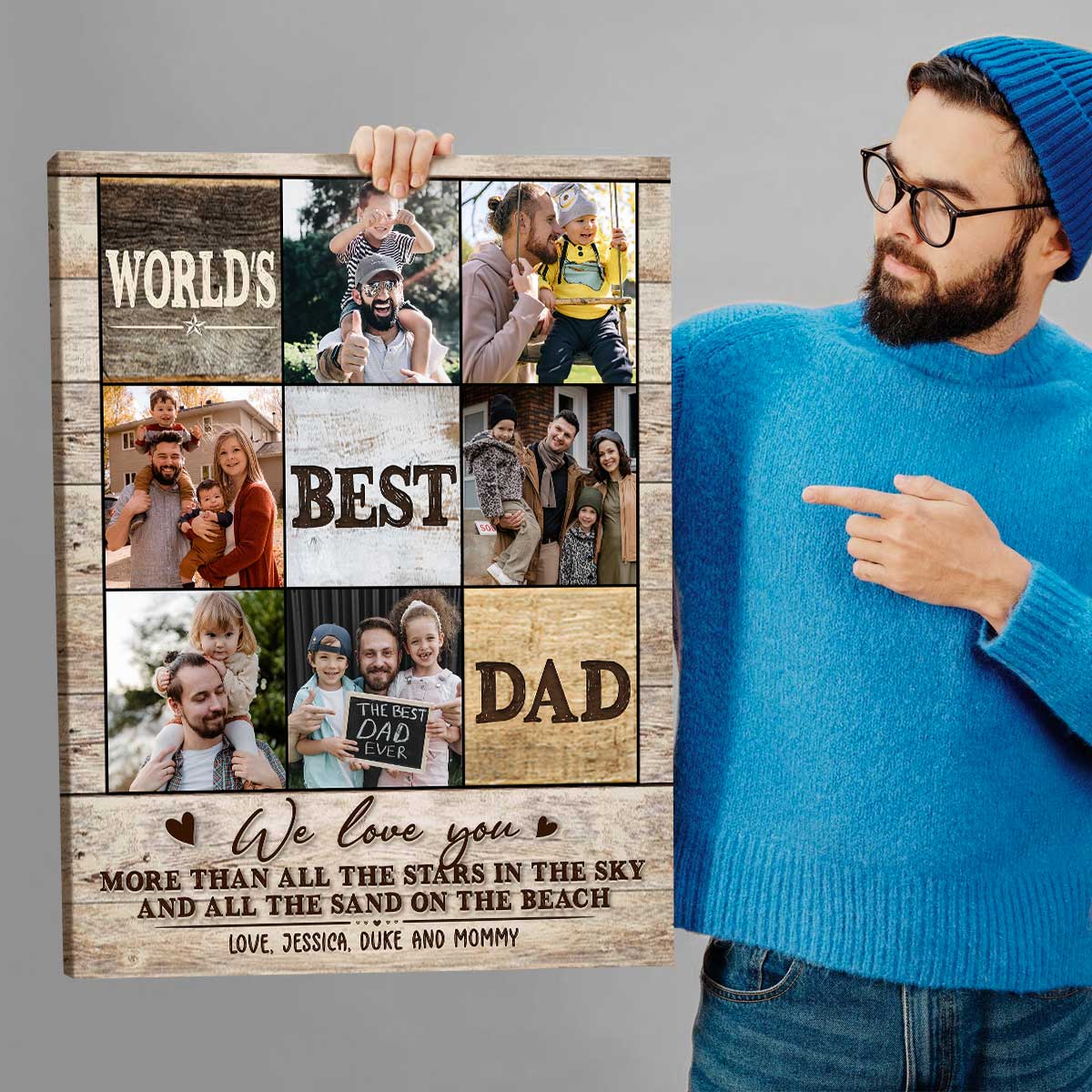 World’s Best Dad Custom Photo Canvas Poster,Personalized Personalized Fathers Day Picture Gift - Image 4