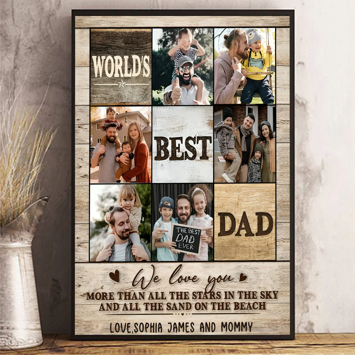 World’s Best Dad Custom Photo Canvas Poster,Personalized Personalized Fathers Day Picture Gift - Image 5