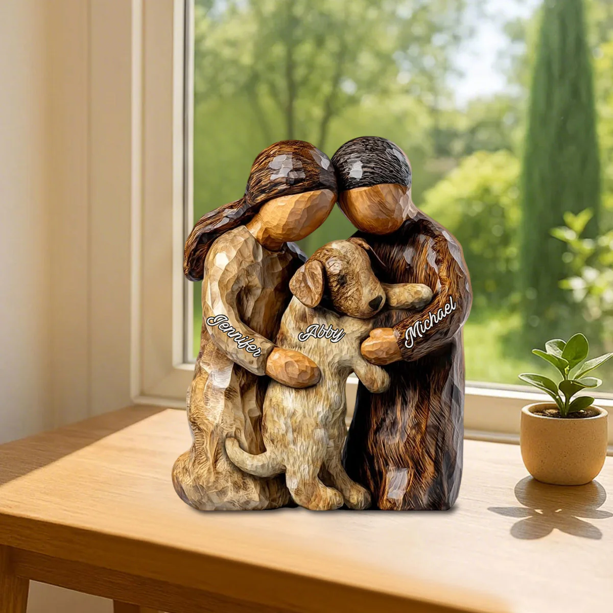 You And Me And The Dog - Personalized Dog Shaped Acrylic Plaque - Image 3
