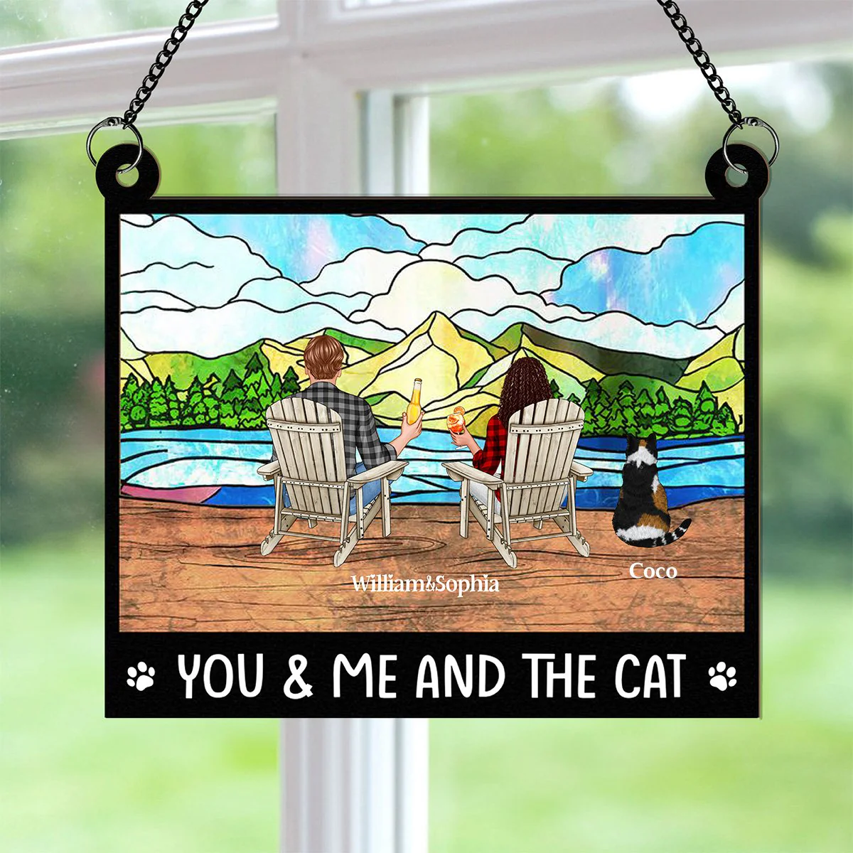 You And Me And The Dogs - Personalized Window Hanging Suncatcher Ornament - Image 2