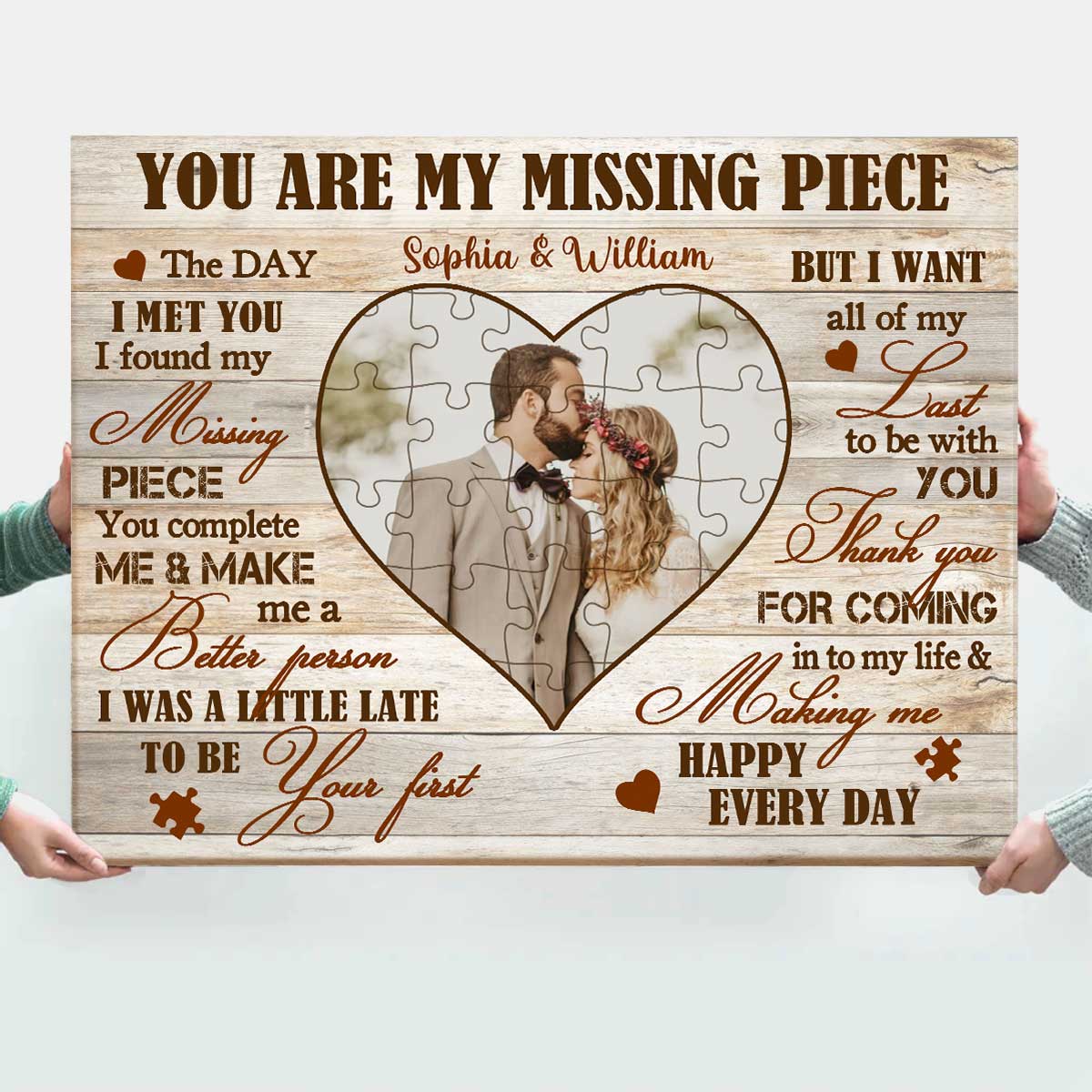 You Are My Missing Piece Personalized Couple Canvas/Poster - Image 2