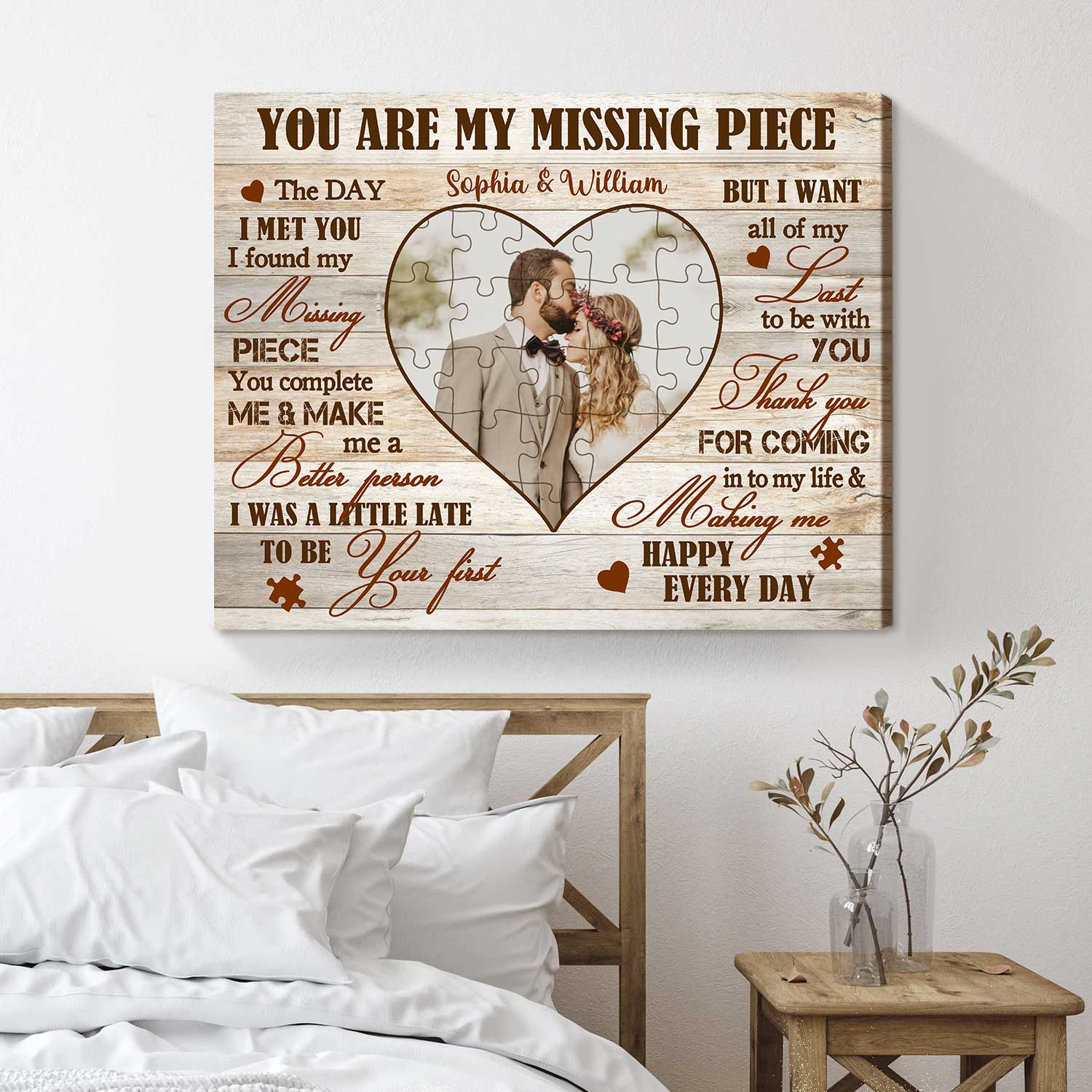 You Are My Missing Piece Personalized Couple Canvas/Poster - Image 3